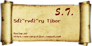 Sárváry Tibor névjegykártya