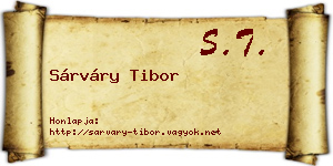 Sárváry Tibor névjegykártya